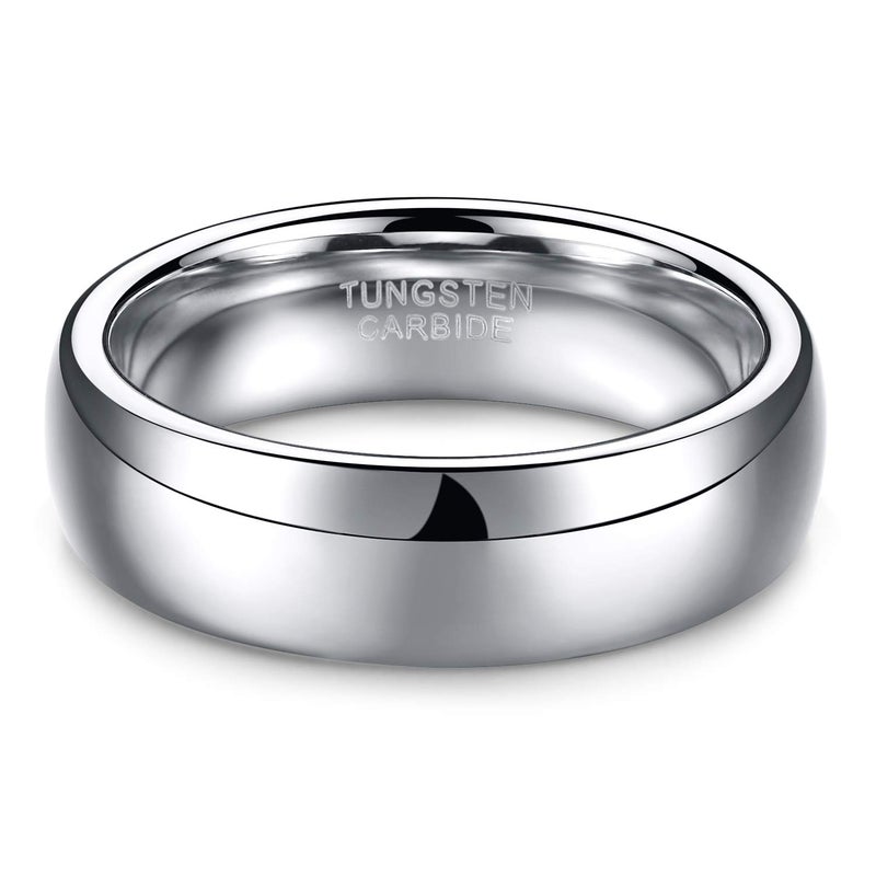 TRUMIUM 6mm White Tungsten Carbide Ring Unisex High Polished Classic Dome His and Hers Wedding Band Comfort Fit Size 8 - Image 2